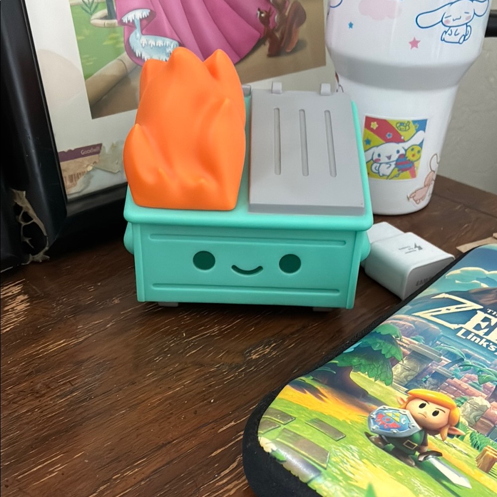 Cute Trash Can Toy with Orange Flame